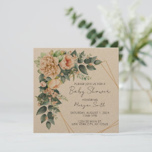 Invitación a Baby Shower geométrica de la vegetaci