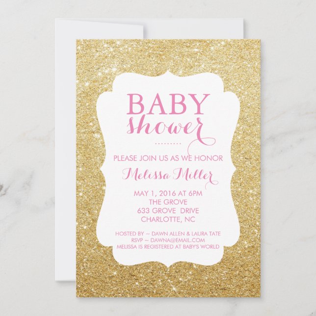 Invitación a Baby Shower - Glittered (Anverso)