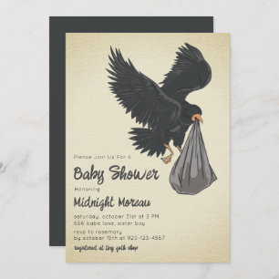 Invitación a Baby Shower gótica de Crow