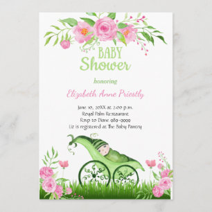 Invitación a Baby Shower Green Pea
