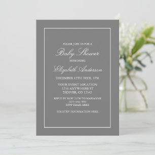 Invitación a Baby Shower gris Minimalista clásico