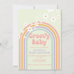 Invitación a Baby Shower Groovy Baby Pastel