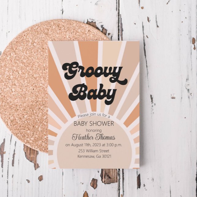 Invitación a Baby Shower Groovy Baby Retro Sunshin (Subido por el creador)