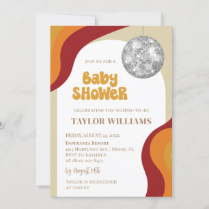 Invitación a Baby Shower Groovy Disco