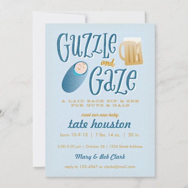 Invitación a Baby Shower Guzzle and Gaze (Anverso)