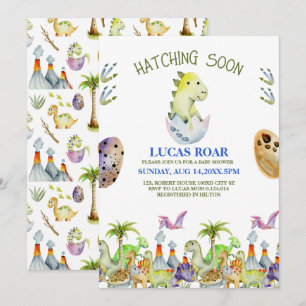 Invitación a baby shower Hatching Soon rugido