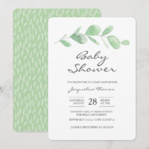 Invitación a Baby Shower| Hojas de eucalipto