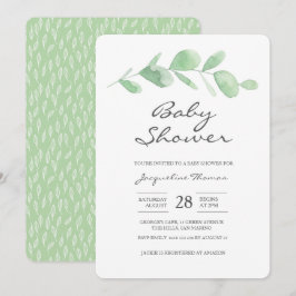 Invitación a Baby Shower| Hojas de eucalipto