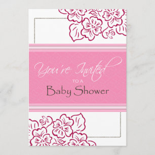Invitación a Baby Shower Hojas Rosa