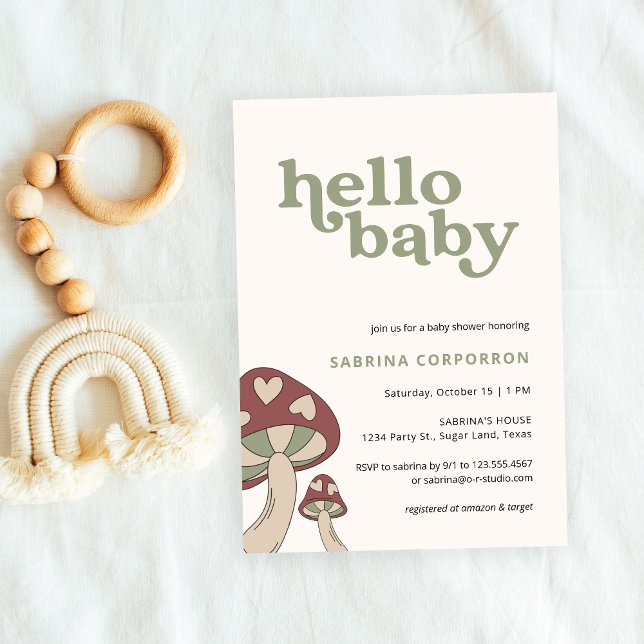 Invitación a Baby Shower hongo | Sage Green (Subido por el creador)