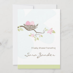 Invitación a Baby Shower: Huevos gemelos rosados e
