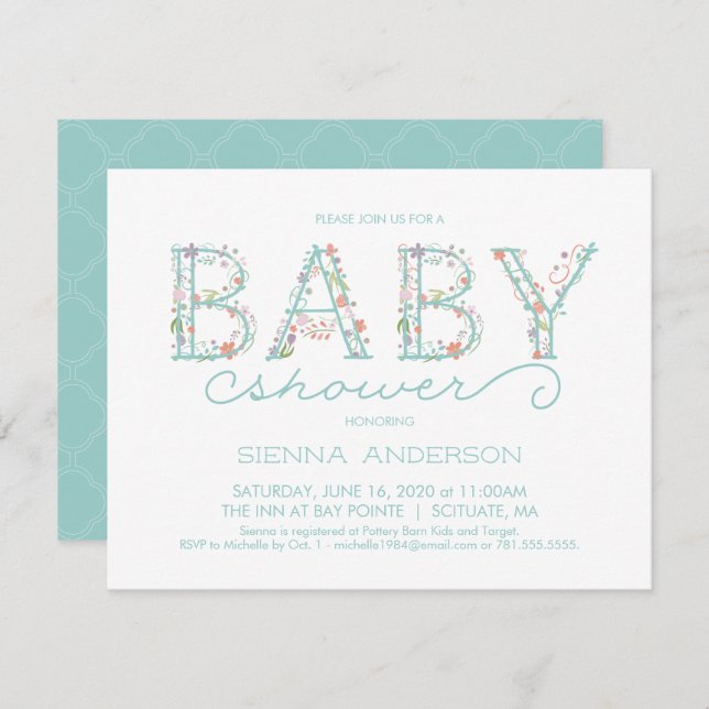 Invitación a Baby Shower - Invitación de Personali (Anverso / Reverso)