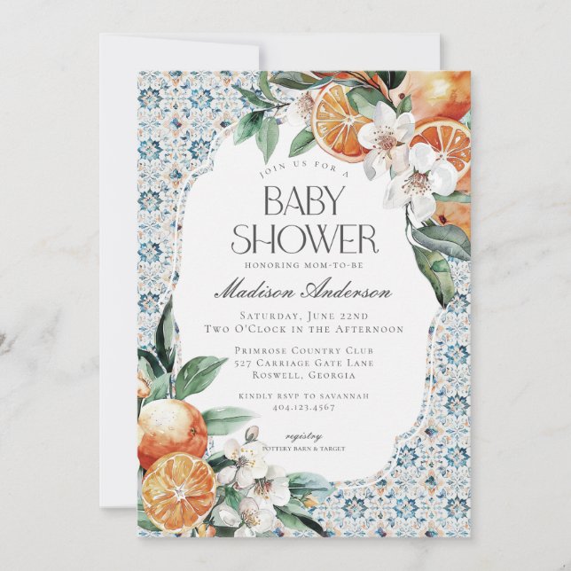 Invitación a Baby Shower italiana en la costa de l (Anverso)