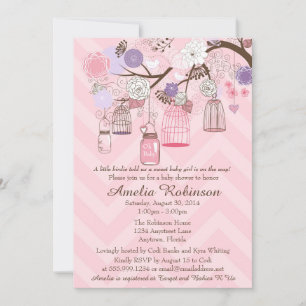 Invitación a Baby Shower - Jares y jaulas rosadas 