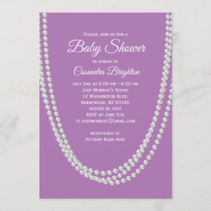 Invitación a Baby Shower Lavender and Pearls