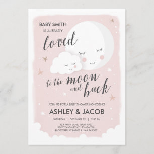 Invitación A Baby Shower le encantó la luna y la espalda de l