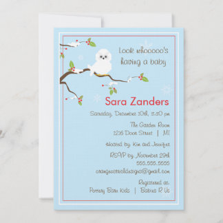 Invitación a Baby Shower - Lechuza Bebé Invierno