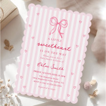 Invitación a Baby Shower Little Sweetheart Pink Bo