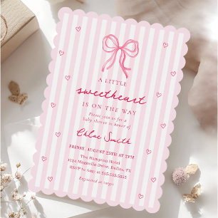 Invitación a Baby Shower Little Sweetheart Pink Bo