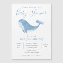 Invitación a Baby Shower Magne de ballena azul acu