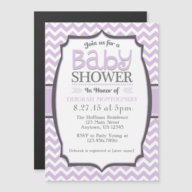 Invitación a Baby Shower magnético de Chevron Lave (Anverso/Reverso)
