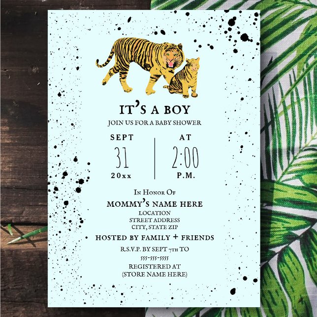 Invitación a Baby Shower Mama Tiger Blue Boy (Subido por el creador)