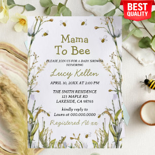 Invitación a Baby Shower Mama to Bee Wildflower