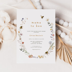 Invitación a Baby Shower Mama to Bee Wildflower