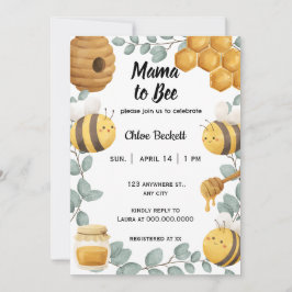Invitación a Baby Shower Mama to Bee Wildflower