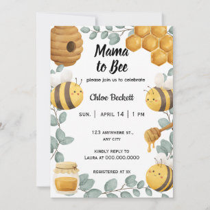 Invitación a Baby Shower Mama to Bee Wildflower