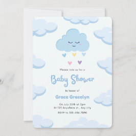 Invitación a Baby Shower Minimalista de color azul