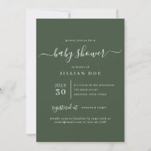 Invitación a Baby Shower Minimalista de Forest Gre