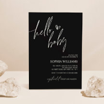 Invitación a Baby Shower Minimalista en blanco y n