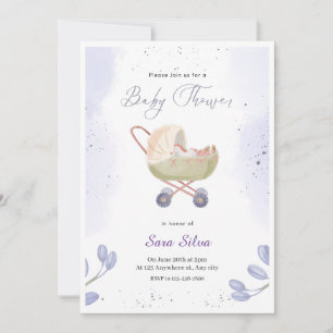 Invitación a Baby Shower Minimalista simple púrpur