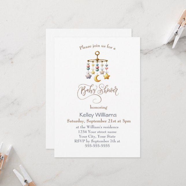 Invitación a Baby Shower Mobile (Anverso/Reverso In Situ)