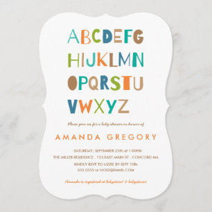 Invitación a Baby Shower moderna de Sweet ABC