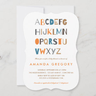 Invitación a Baby Shower moderna de Sweet ABC
