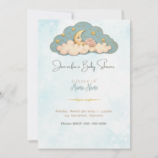 Invitación a Baby Shower Moon & Stars
