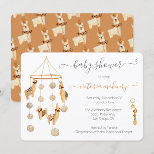 Invitación a Baby Shower móvil de Boho Scandi Llam