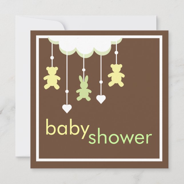 Invitación a Baby Shower móvil neutra para bebé du (Anverso)