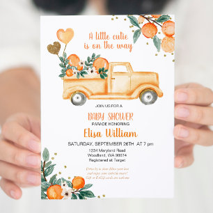 Invitación a Baby Shower naranja Citrus Little Cut