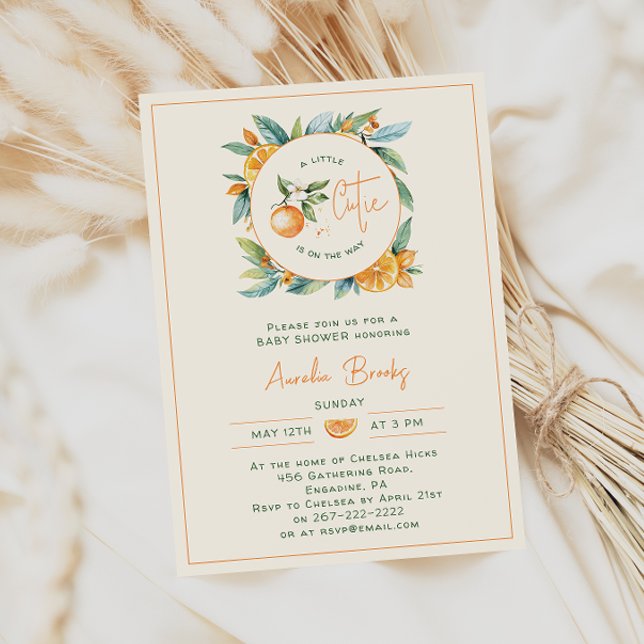 Invitación a Baby Shower naranja Citrus Little Cut (Subido por el creador)