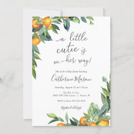 Invitación a Baby Shower naranja Little Cutie