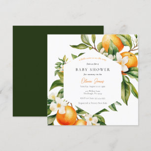 Invitación a Baby Shower naranja Little Cutie