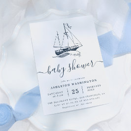 Invitación a Baby Shower náutica de barcos de la M
