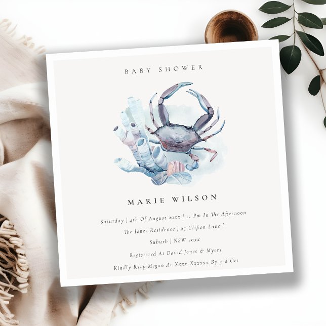 Invitación a Baby Shower náutica de coral de cangr (Subido por el creador)