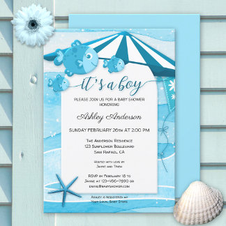 Invitación a Baby Shower Náutica de pescado