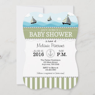 Invitación a Baby Shower Náutica de Sage Olive Blu