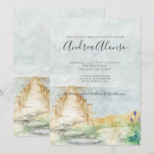 Invitación a Baby Shower Nautical Baby Beach