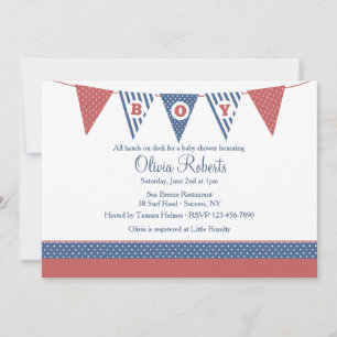 Invitación a Baby Shower Nautical Boy
